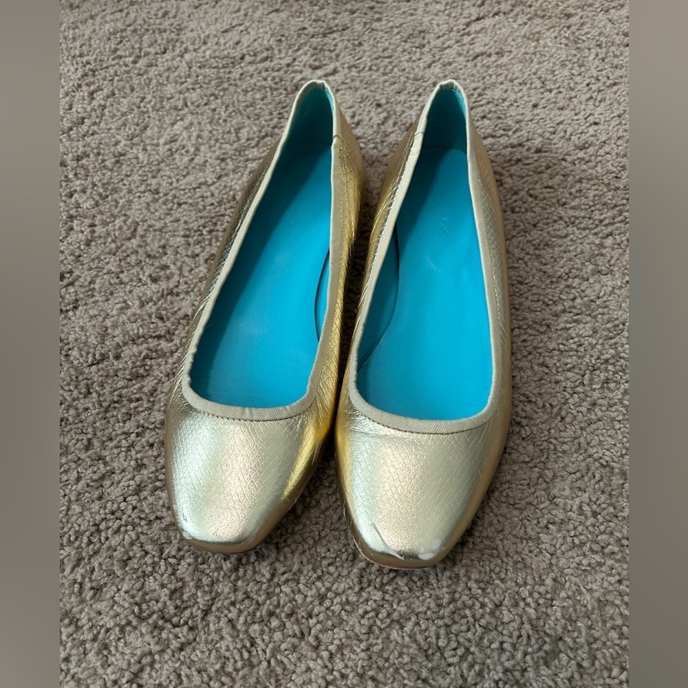 Boden Gold Snakeskin Ballet Flats EU 40 US 9–9.5 Metallic Leather - Picture 4 of 5